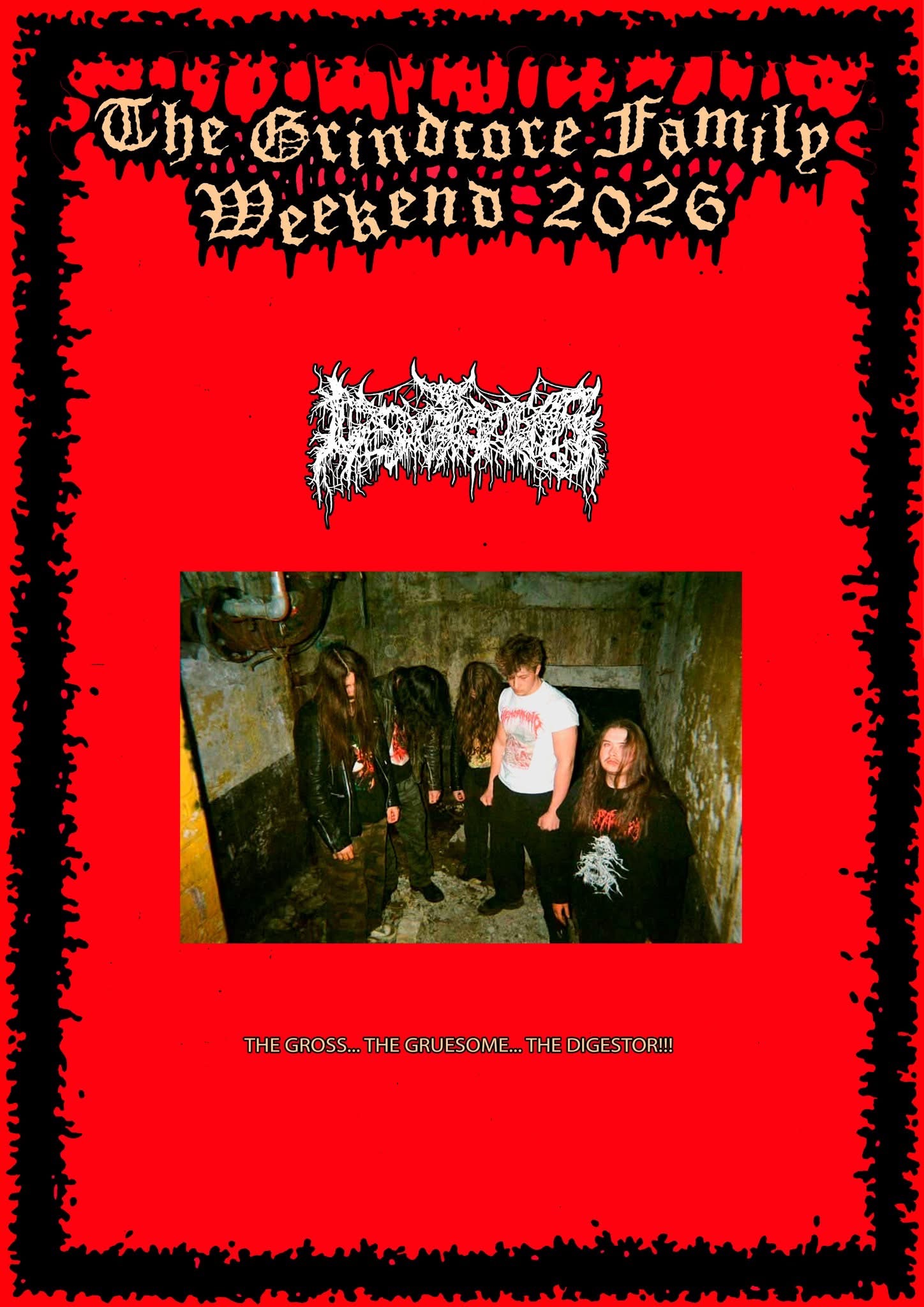 The Grindcore Family Weekend 2026 poster featuring Digestor