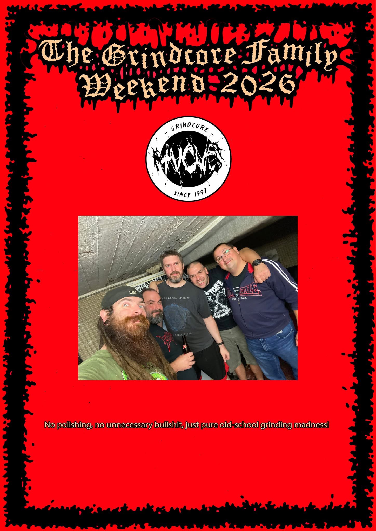The Grindcore Family Weekend 2026 poster featuring Mucus