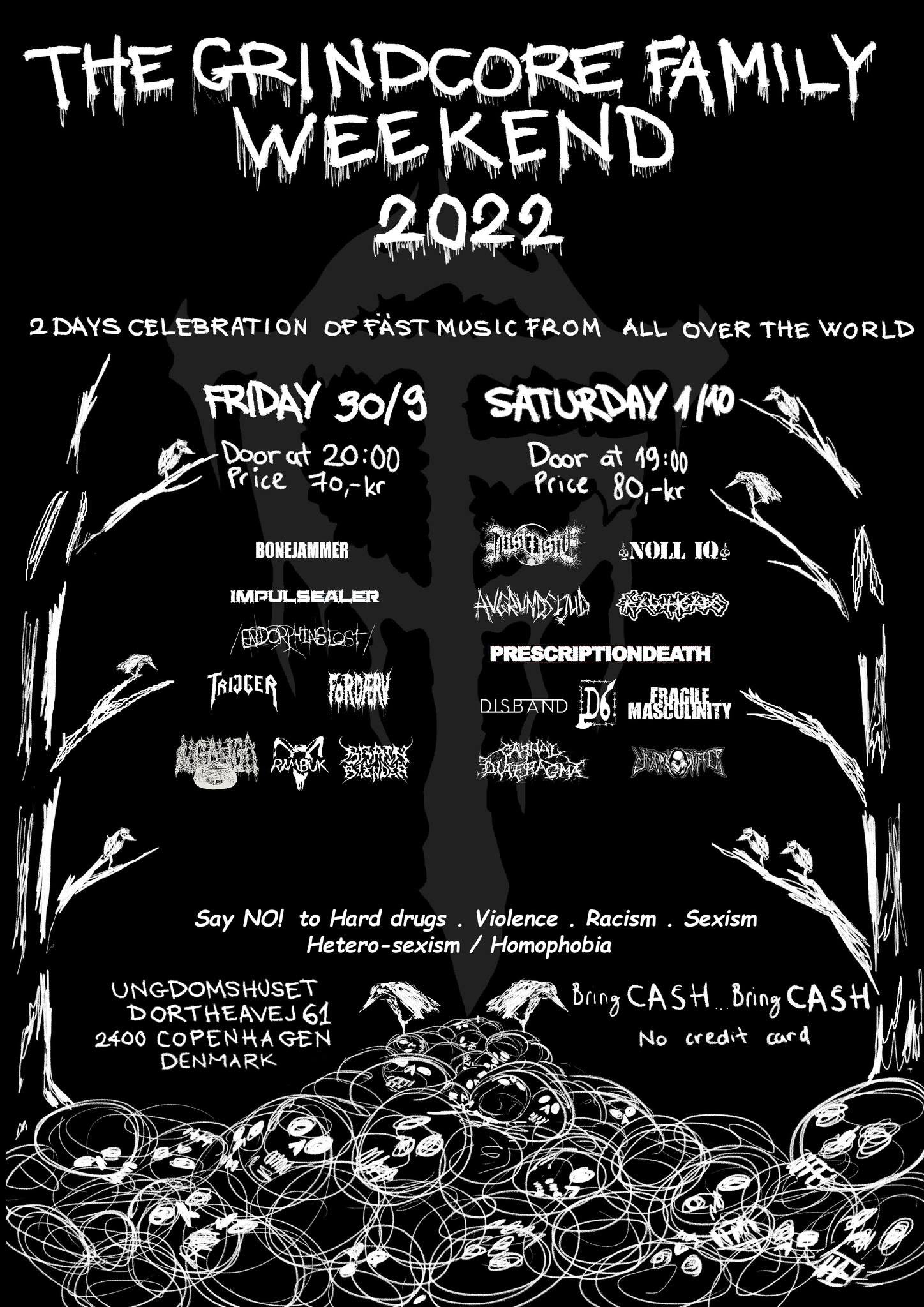 The Grindcore Family Weekend 2022 poster